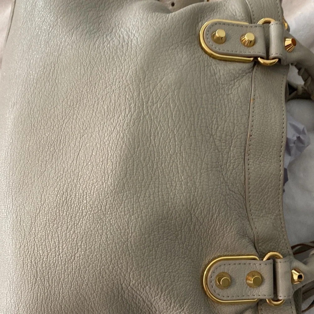 Balenciaga Gray Satchel with Gold Accents